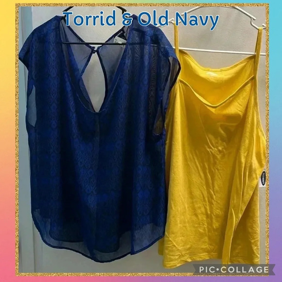 🆕 Torrid Blue Top and Old Navy Yellow Everywear Cami Bundle - Picture 1 of 12
